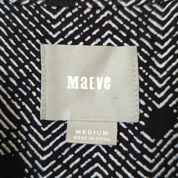 Maeve Anthropologie Galen Dotted Chevron Quarter Sleeve Mini Shift Dress Black M - Picture 5 of 13